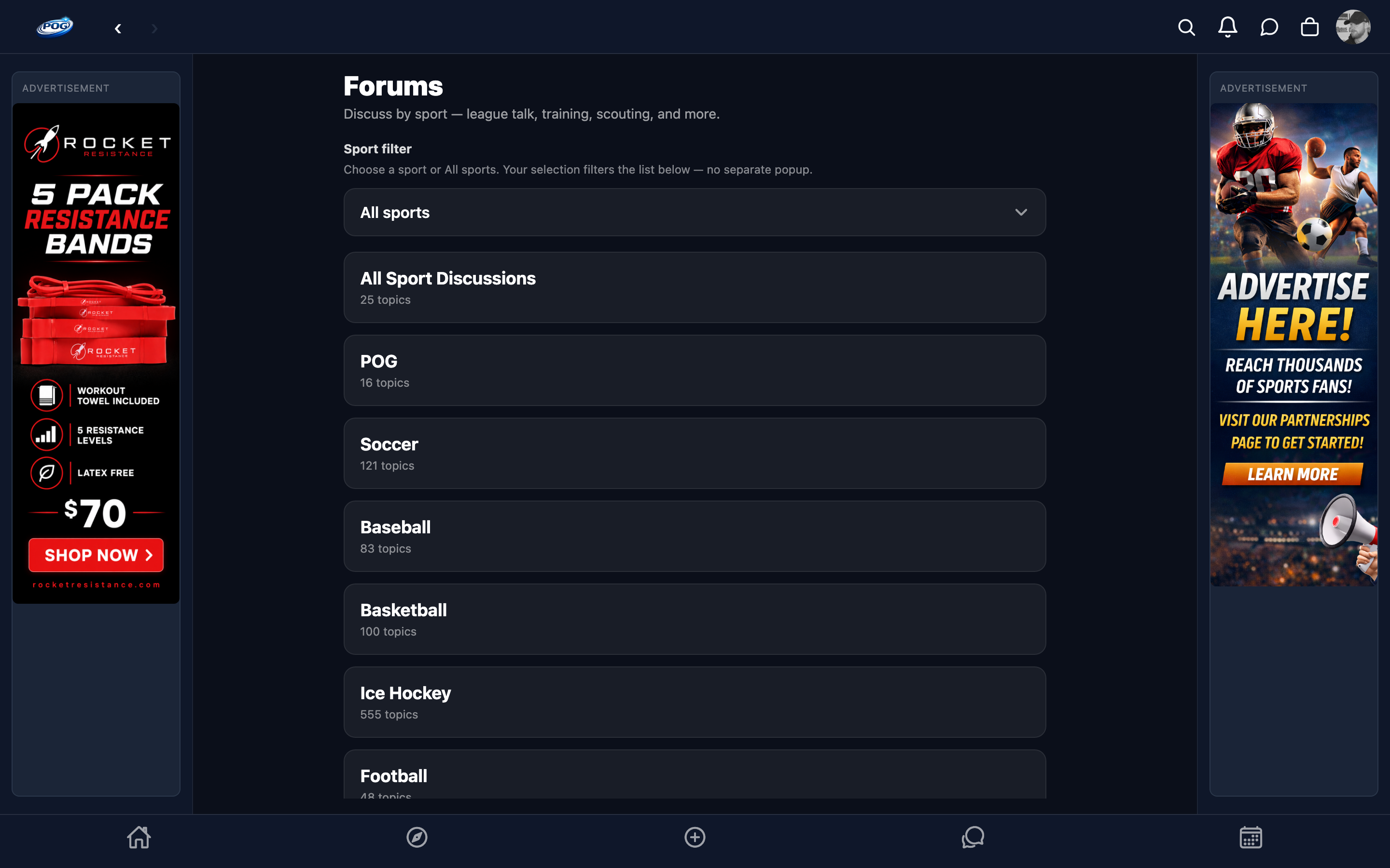 POG sport and team forums